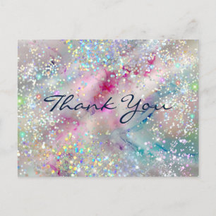 Pastel alcohol inkt holografische glitter dank u briefkaart