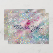 Pastel alcohol inkt holografische glitter dank u briefkaart (Voorkant / Achterkant)