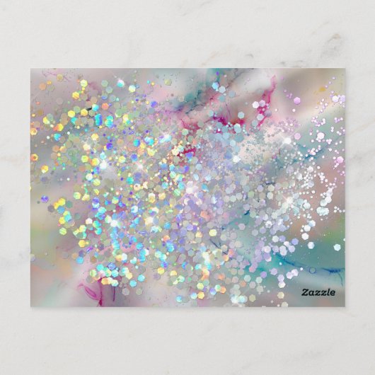 Pastel alcohol inkt holografische glitter dank u briefkaart (Achterkant)