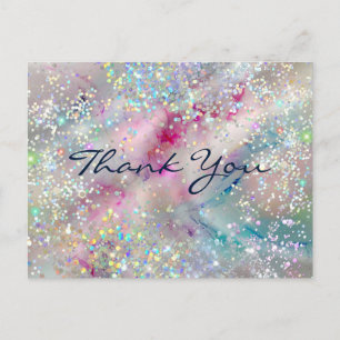 Pastel alcohol inkt holografische glitter dank u briefkaart