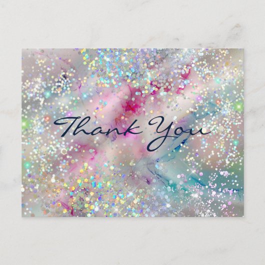 Pastel alcohol inkt holografische glitter dank u briefkaart (Voorkant)