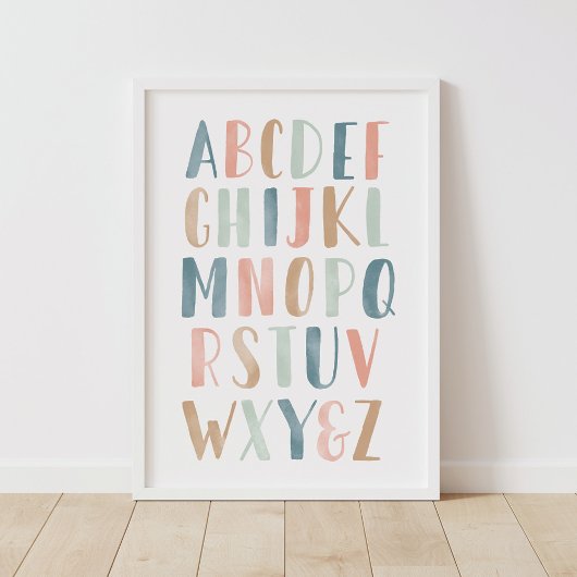 Pastel Alfabet ABC Meisje Nursery Decor Poster