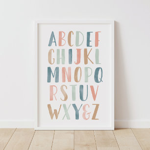 Pastel Alfabet ABC Meisjes Nursery Decor Poster