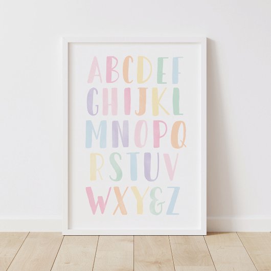 Pastel Alfabet Meisjes Kamer Poster