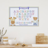 Pastel Alfabet Plezier Teddyberen Poster (Keuken)