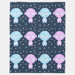 Pastel Alien Tweelingzusters Cute Kosmische Kawa Fleece Deken