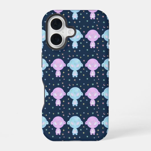 Pastel Alien Tweelingzusters | Cute Kosmische Kawa iPhone 16 Hoesje (Achterkant)