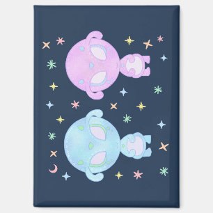 Pastel Alien Tweelingzusters   Cute Kosmische Kawa Magneet