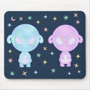 Pastel Alien Tweelingzusters Cute Kosmische Kawa Muismat