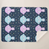 Pastel Alien Tweelingzusters | Cute Kosmische Kawa Sherpa Deken (Voorkant (horizontaal))