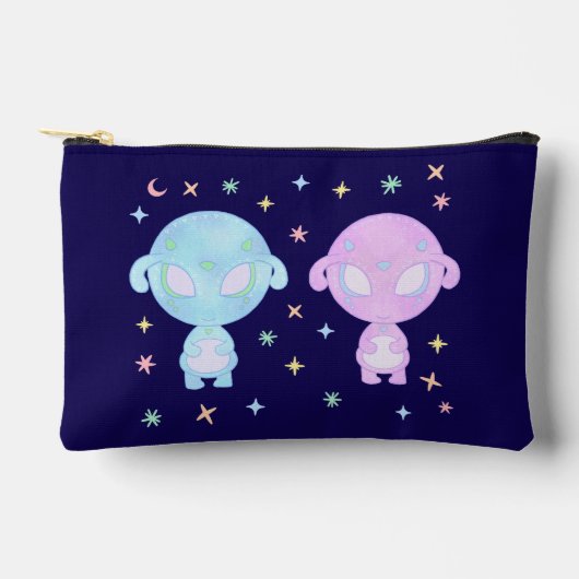Pastel Alien Tweelingzusters | Schattig Kosmisch K Etui (Voorkant)