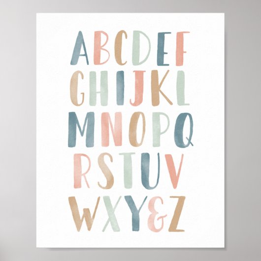 Pastel Alphabet ABC Girl Nursery Decor Poster (Voorkant)
