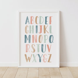 Pastel Alphabet ABC Girl Nursery Decor Poster