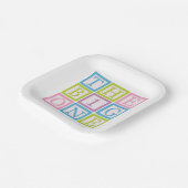 Pastel Alphabet Blocks The Big One First Birthday Papieren Bordje (Gebogen)