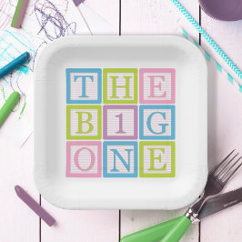 Pastel Alphabet Blocks The Big One First Birthday Papieren Bordje