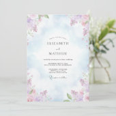 Pastel Amethyst Pioen Huwelijk Kaart (Staand voorkant)