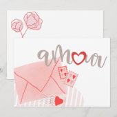 Pastel Amour Letter Hart Roze Valentijn Groet Feestdagenkaart (Voorkant / Achterkant)