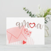 Pastel Amour Letter Hart Roze Valentijn Groet Feestdagenkaart (Staand voorkant)