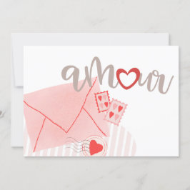 Pastel Amour Letter Hart Roze Valentijns Groet Feestdagenkaart