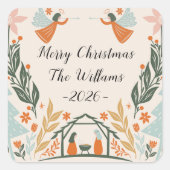 Pastel Angel Christmas Vierkante Sticker (Voorkant)