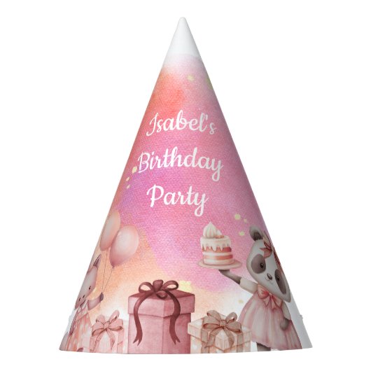 Pastel Animal Birthday Party Hat Feesthoedjes (Voorkant)