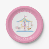 Pastel Animal Carrousel Baby shower Bord (Voorkant)