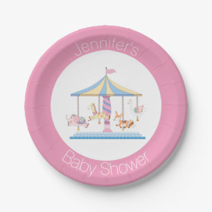 Pastel Animal Carrousel Baby shower Bord