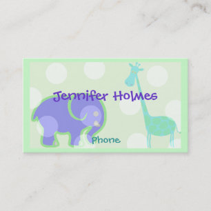 Pastel Animal Children's Calling Card Contactkaartje