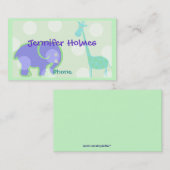 Pastel Animal Children's Calling Card Contactkaartje (Voorkant / Achterkant)