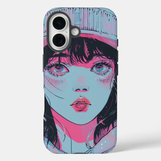 Pastel Anime Meisje in Muts Kunst Case-Mate iPhone Case (Achterkant)