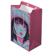 Pastel Anime Meisje in Muts Kunst Medium Cadeauzakje (Voorkant Gekanteld)