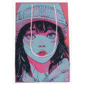 Pastel Anime Meisje in Muts Kunst Medium Cadeauzakje (Achterkant)