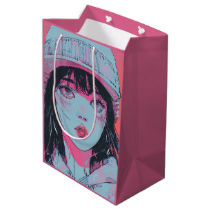 Pastel Anime Meisje in Muts Kunst Medium Cadeauzakje