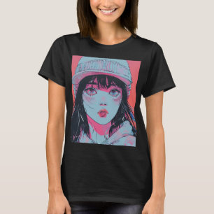 Pastel Anime Meisje in Muts Kunst T-shirt