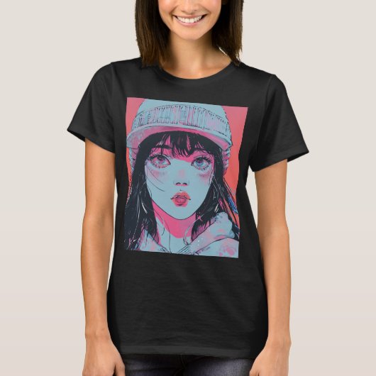 Pastel Anime Meisje in Muts Kunst T-shirt (Voorkant)
