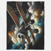 Pastel Antiek tweedekker vleugelvliegtuig Fleece Deken (Voorkant)