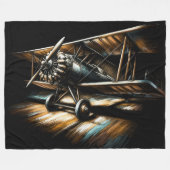 Pastel Antiek tweedekker vleugelvliegtuig Fleece Deken (Voorkant (Horizontaal))