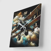 Pastel Antiek tweedekker vleugelvliegtuig Vierkante Klok (Hoek)