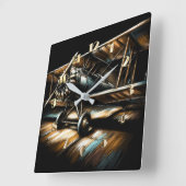 Pastel Antiek tweedekker vleugelvliegtuig Vierkante Klok (Hoek)