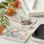 Pastel antieke rozen sleutelhanger (Voorkant Rechts)