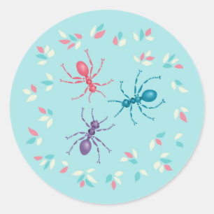 Pastel Ants Insect Lover Ronde Sticker