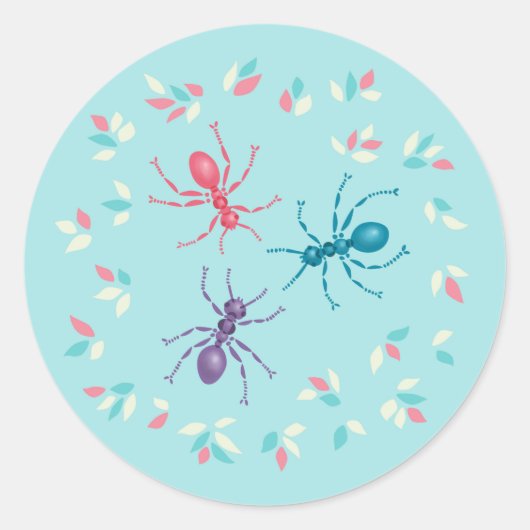 Pastel Ants Insect Lover Ronde Sticker (Voorkant)