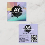 *~* Pastel AP66 Gouden Glitter QR Regenboogagaat Vierkante Visitekaartje (Voorkant / Achterkant)