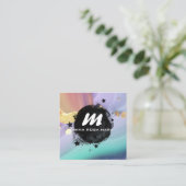 *~* Pastel AP66 Gouden Glitter QR Regenboogagaat Vierkante Visitekaartje (Staand voorkant)