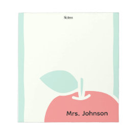 Pastel Apple Brush Frame Teacher Notepad Notitieblok