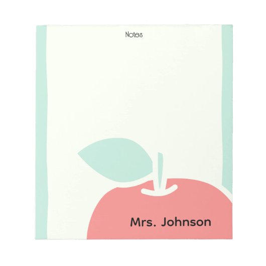 Pastel Apple Brush Frame Teacher Notepad Notitieblok (Voorkant)