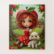 Pastel Apple Meisje met Puppy - Leuke Puzzel voor 