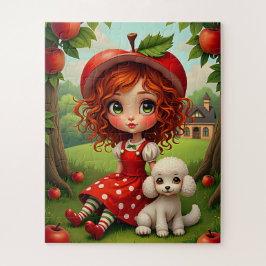 Pastel Apple Meisje met Puppy - Leuke Puzzel voor 