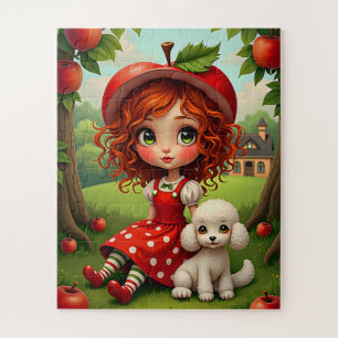 Pastel Apple Meisje met Puppy - Leuke Puzzel voor