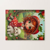 Pastel Apple Meisje met Puppy - Leuke Puzzel voor (Horizontaal)